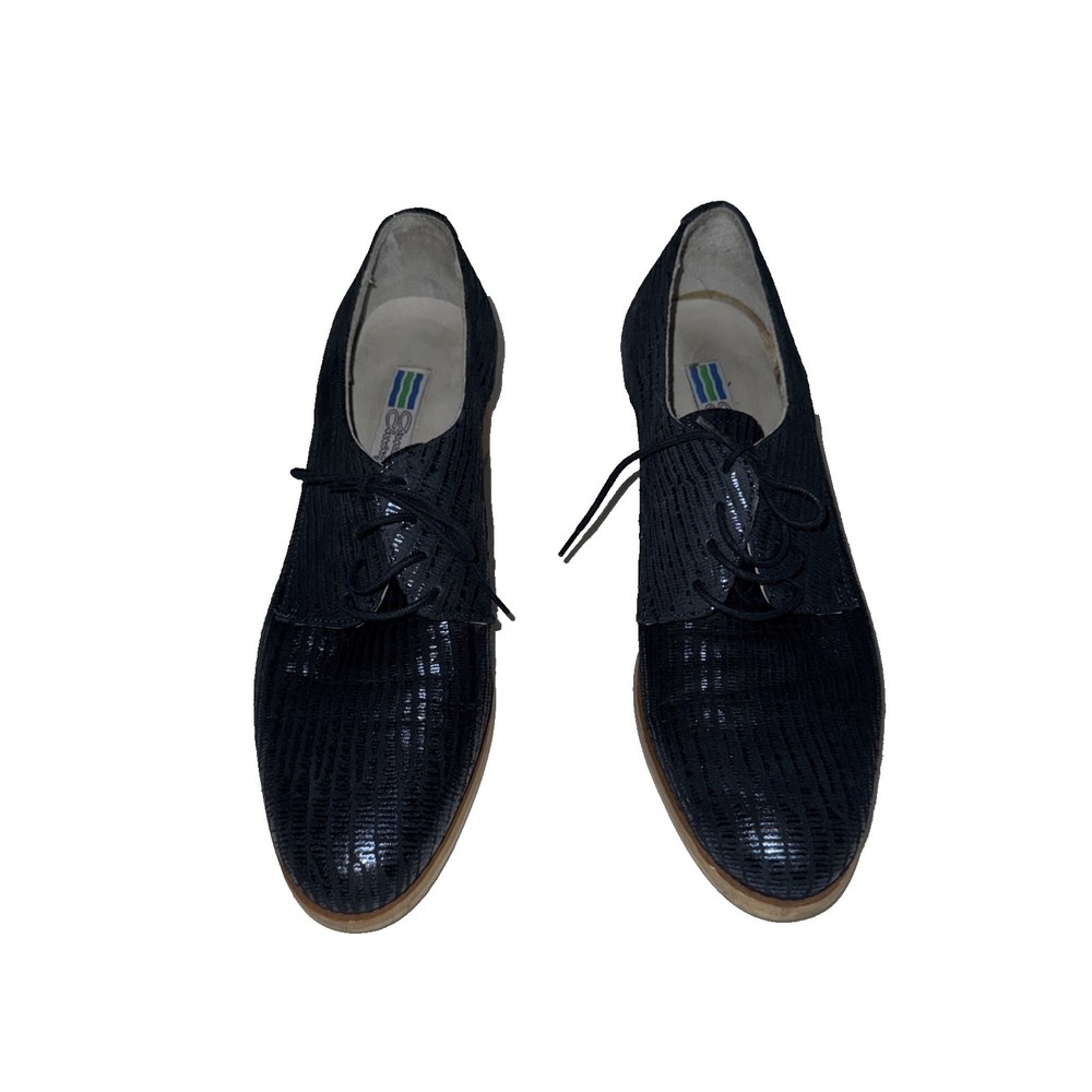 Handmade blue shiny oxford woman's lace size 10 Arnold Chugrin BOHO Y2K - Picture 3 of 9